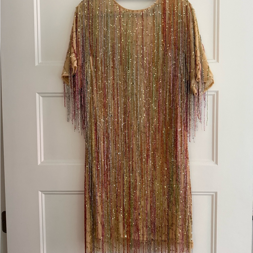 Nasty Gal Beige Beaded Dress